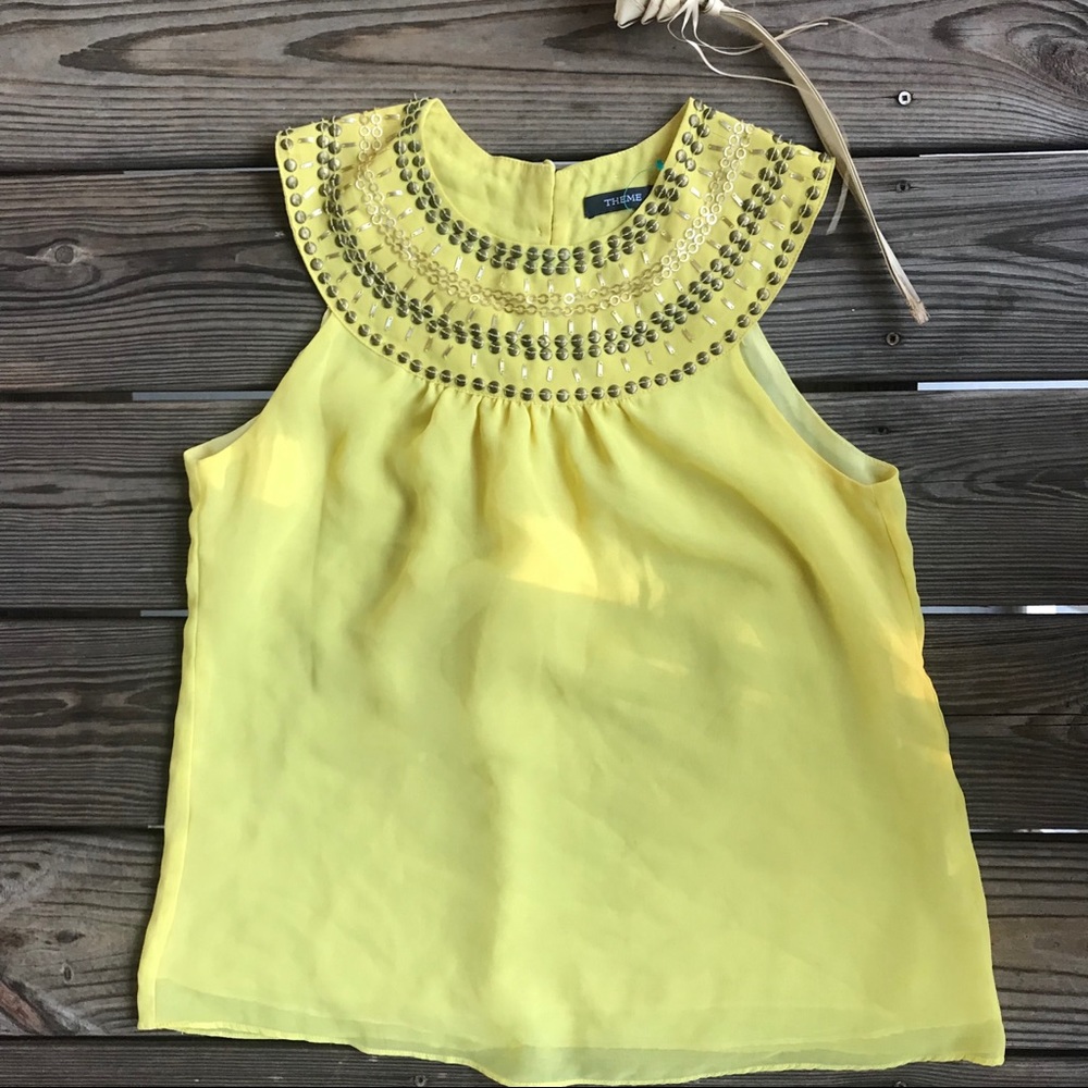 Yellow embellished flowy top 🎯🚨SOLD🚨🚨🎯no longer available!